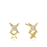 Brincos de placa banhados a ouro com zircónia e estrela