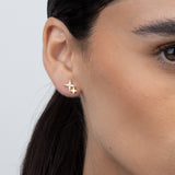 Brincos de placa banhados a ouro com zircónia e estrela