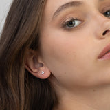 Brincos de placa, Prata de lei 925, Zircónia de cultivo