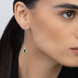 Pendentes em prata 925 com zircónia verde