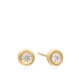 Brincos de placa em ouro 9k com zircónia