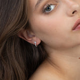 Argolas flor em prata 925 com zircónias