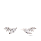 Brincos de placa folha em prata 925 com zircónias