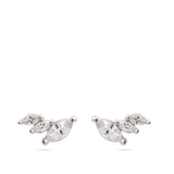 Brincos de placa folha em prata 925 com zircónias