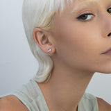 Brincos de placa folha em prata 925 com zircónias