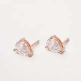 Brincos de espigão banhados a ouro rosa com zircónia grande