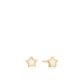 Brincos de placa estrela em ouro 9K com madrepérola
