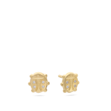 Brincos de placa joaninha em ouro 9K com zircónias