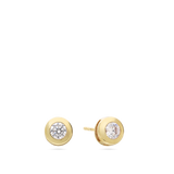 Brincos de placa em ouro 9K com zircónia
