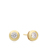 Brincos de placa em ouro 9K com zircónia