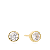 Brincos de placa em ouro 9K com zircónia