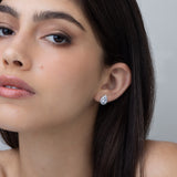 Brincos de placa em prata 925 com zircónia