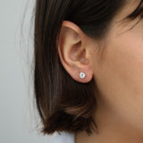 Brincos de placa em prata 925 com zircónia