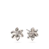 Brincos de placa flor em prata 925 com zircónia