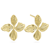 Brincos de placa banhados a ouro com flor