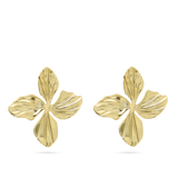 Brincos de placa flor banhados a ouro