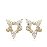 Brincos de placa banhados a ouro com zircónias