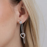 Pendentes coração em prata 925 com zircónia