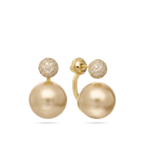 Brincos de espigão banhados a ouro com zircónias e pérola champanhe