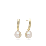 Brincos de placa, Ouro de 9 quilates, Pérola cultivada