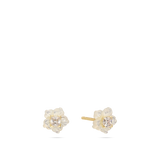 Brincos de espigão, Ouro de 9 quilates, Zircónia de cultivo, Madrepérola de cultivo