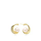 Brincos de placa, Banhado a Ouro, Pérola cultivada