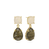 Pendentes banhado a ouro com pedra de lua e labradorite verde