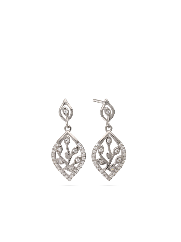 Pendentes flor em prata 925 com zircónia