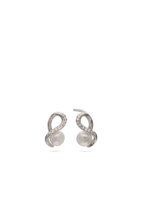Pendentes em prata 925 com zircónia e pérola