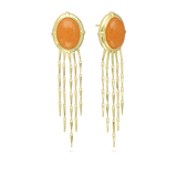Pendentes banhado a ouro com aventurina laranja