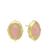 Brincos de placa vintage banhados a ouro com quartzo rosa