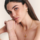 Brincos de placa vintage banhados a ouro com quartzo rosa