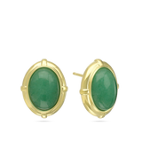 Brincos de placa banhados a ouro com aventurina verde