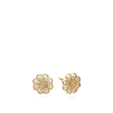 Brincos de espigão flor trabalhada em ouro de 9K