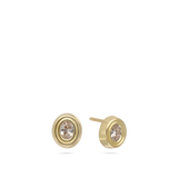 Brincos de espigão ovais em ouro de 9K com zircónias transparentes