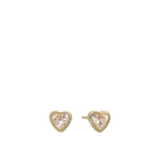 Brincos de espigão coração em ouro de 9K com zircónia transparente grande