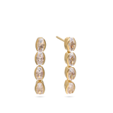 Pendentes banhados a ouro com zircónias transparentes em linha