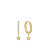 Argolas banhadas a ouro com pendentes estrela com zircónias