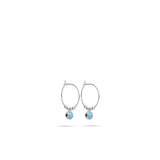 Argolas em prata 925 com opala azul