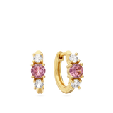 Argolas banhadas a ouro com zircónia rosa e transparente