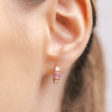 Argolas banhadas a Ouro com zircónias transparentes e rosa