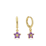 Argolas banhadas a ouro com zircónia violeta