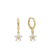 Argolas com flor banhadas a ouro com zircónias