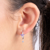 Argolas em prata 925 com zircónia e borboleta