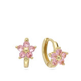 Argolas flor banhadas a ouro com zircónias rosa