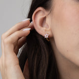 Argolas flor banhadas a ouro com zircónias rosa