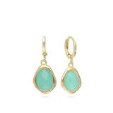 Argolas banhadas a ouro com vidro cristal verde