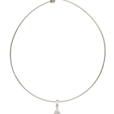 Choker rígido em aço inoxidável com pendente de zircónia