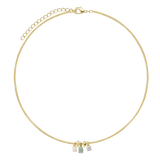 Choker rígido banhado a ouro com pendentes de cristal e zircónia