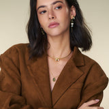 Choker rígido banhado a ouro com pendentes de cristal e zircónia